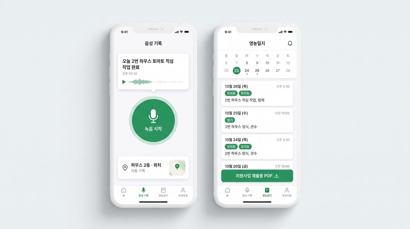 AI 영농일지 앱 (음성 인식) 스크린샷 1